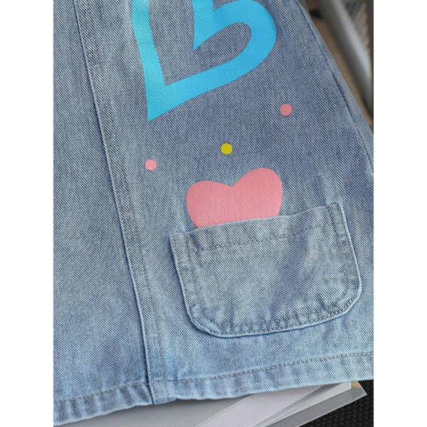 Fashion Print Denim Suspender Skirt Set for Baby Girl - Image 5